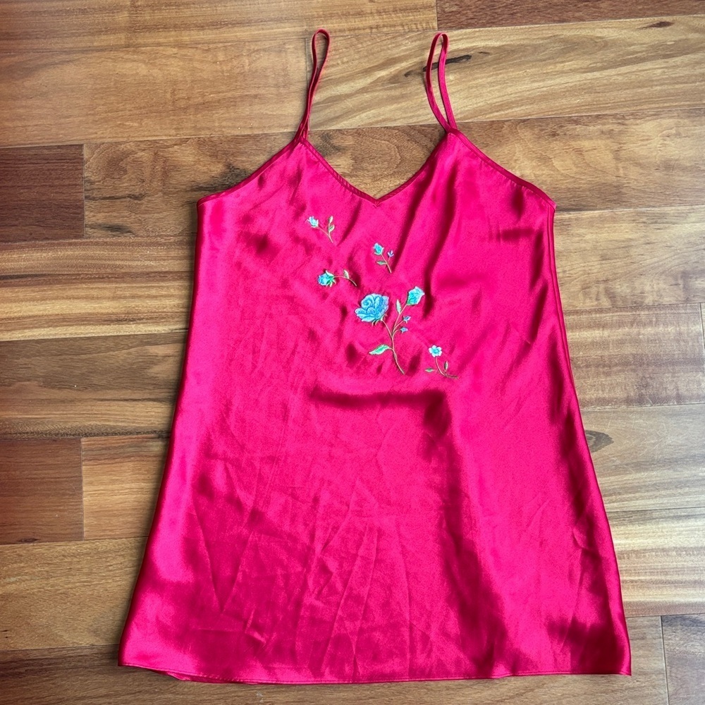 Red satin nightgown